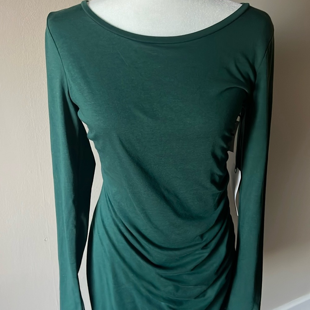 NWT - LEITH RUCHED Body Con Dress- Green- size Medium